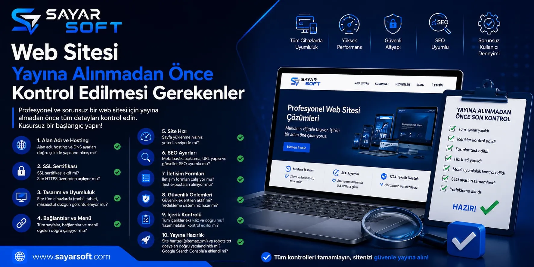  Web Sitesi Yayına Alınmadan Önce Kontrol Edilmesi Gerekenler