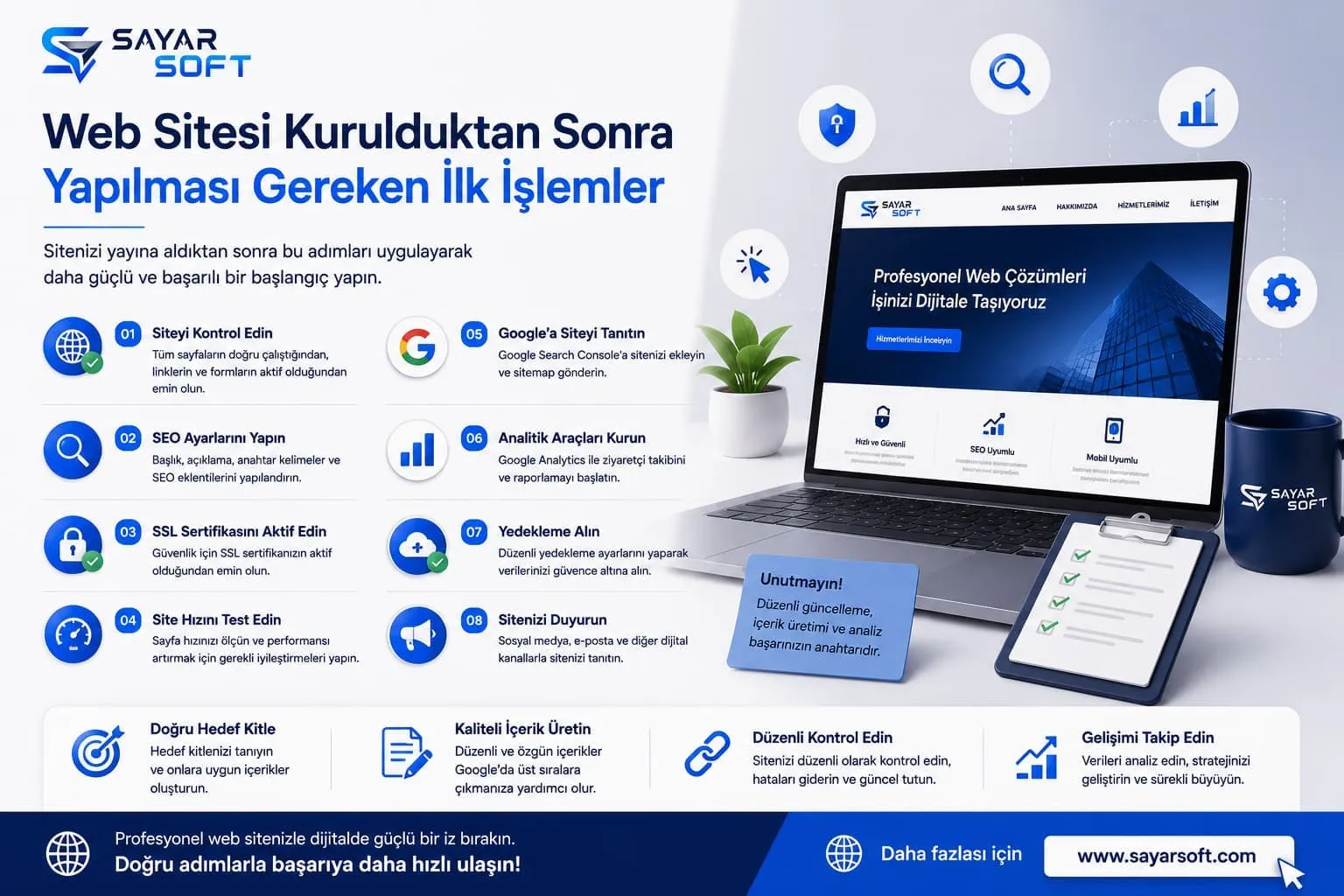 Web Sitesi Kurulduktan Sonra Yapılması Gereken İlk İşlemler