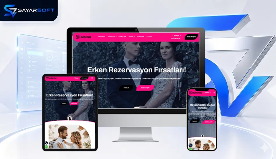 Düğün, Davet ve Organizasyon Salonu Hazır Web Sitesi Paketi