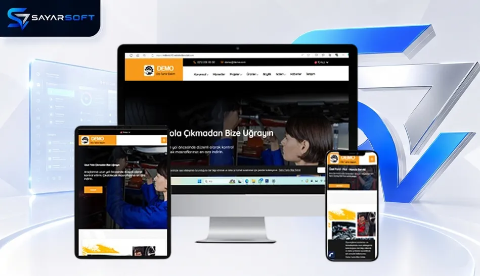 Yedek Parça, Oto Tamir ve Bakım Web Sitesi Paketi