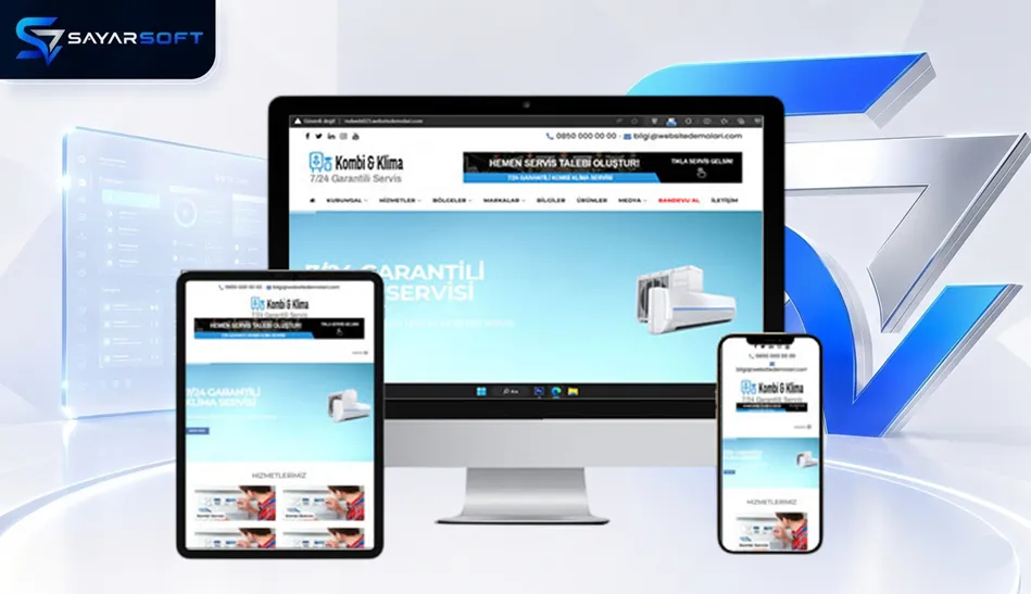 Kombi, Klima ve Teknik Servis Web Sitesi Paketi