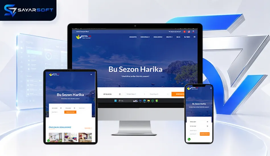 Hazır Mavi Otel Web Sitesi Paketi